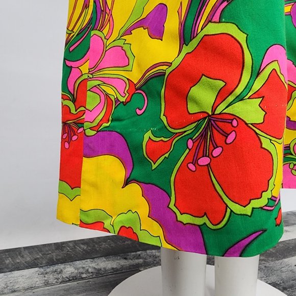Vintage Pikake Made In Hawaii 70s Floral Dress Size M/L - Picture 7 of 16